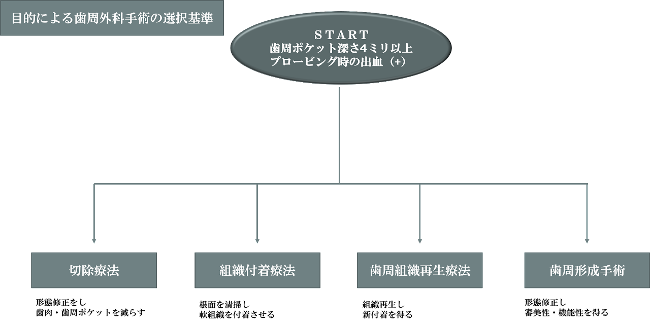 目的による歯周外科手術の選択基準